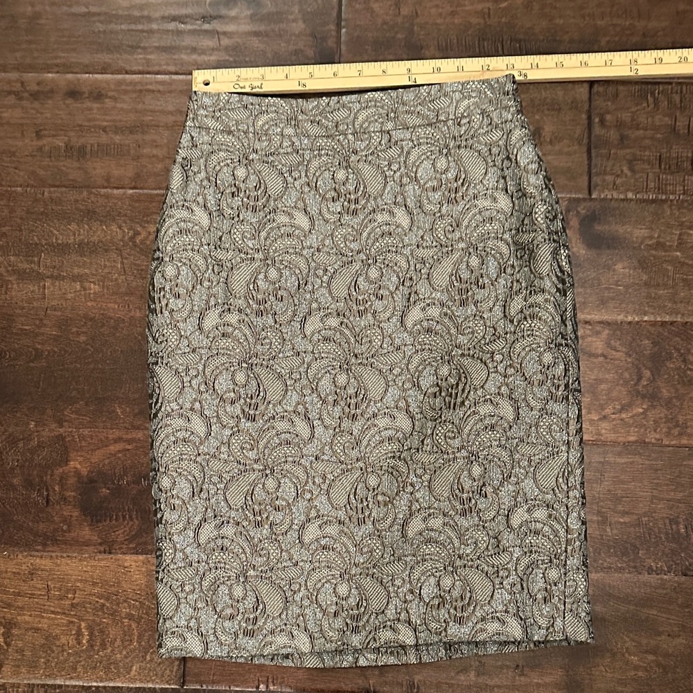 Ann Taylor Metallic Lace Pencil Skirt